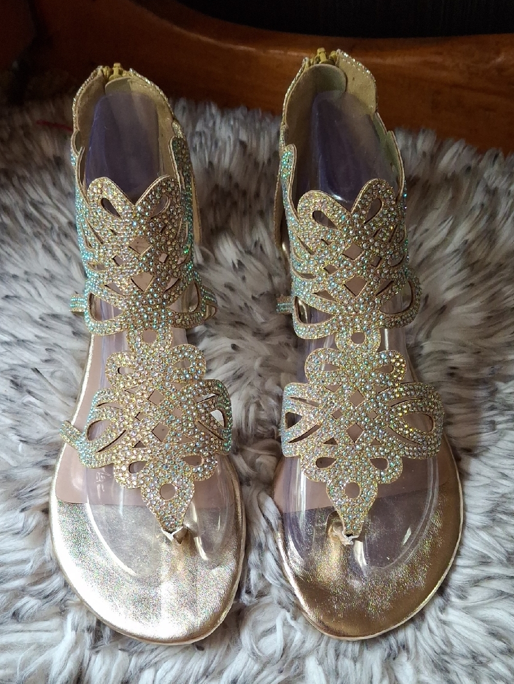 Embellished Gold Women's Gladiator Sandals